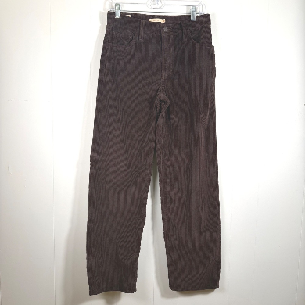 Levis Baggy Dad Corduroy Pants Chocolate Brown Wide Leg Size 26 Cabincore Fall